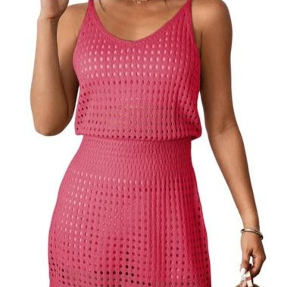 Dokotoo Summer Crochet Hollow Out Knit Beach Bathing Suit Swim Cover Up